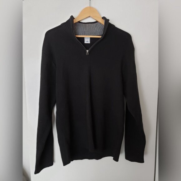 Old Navy Vintage 1/4 Zip Mock Neck Sweater (Black, M) Y2K - Picture 1 of 7